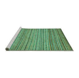 Sideview of Machine Washable Abstract Turquoise Modern Area Rugs, wshabs5451turq