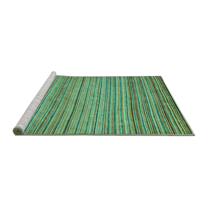 Sideview of Machine Washable Abstract Turquoise Modern Area Rugs, wshabs5451turq
