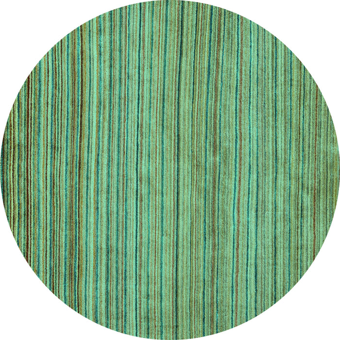 Round Abstract Turquoise Modern Rug, abs5451turq