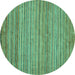 Round Abstract Turquoise Modern Rug, abs5451turq