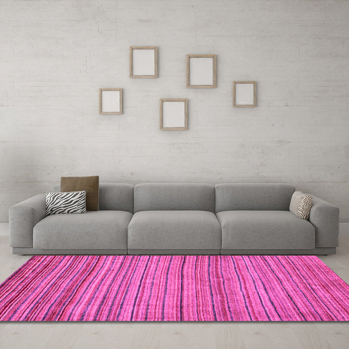 Machine Washable Abstract Pink Modern Rug in a Living Room, wshabs5451pnk