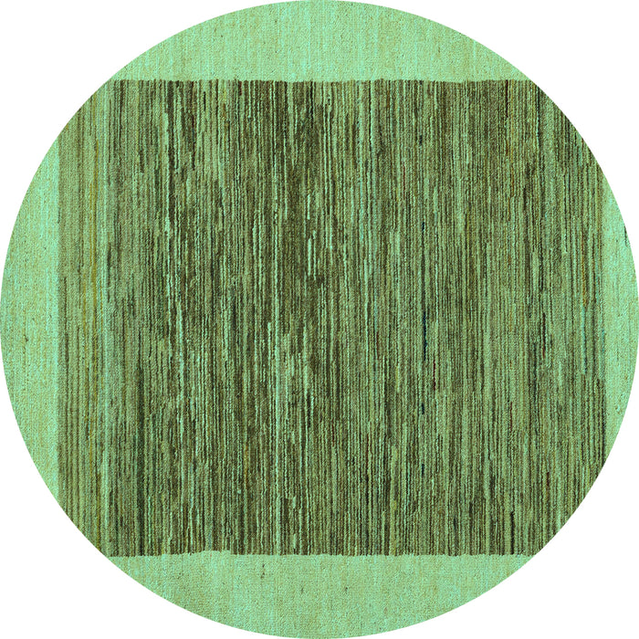 Round Abstract Turquoise Modern Rug, abs5452turq
