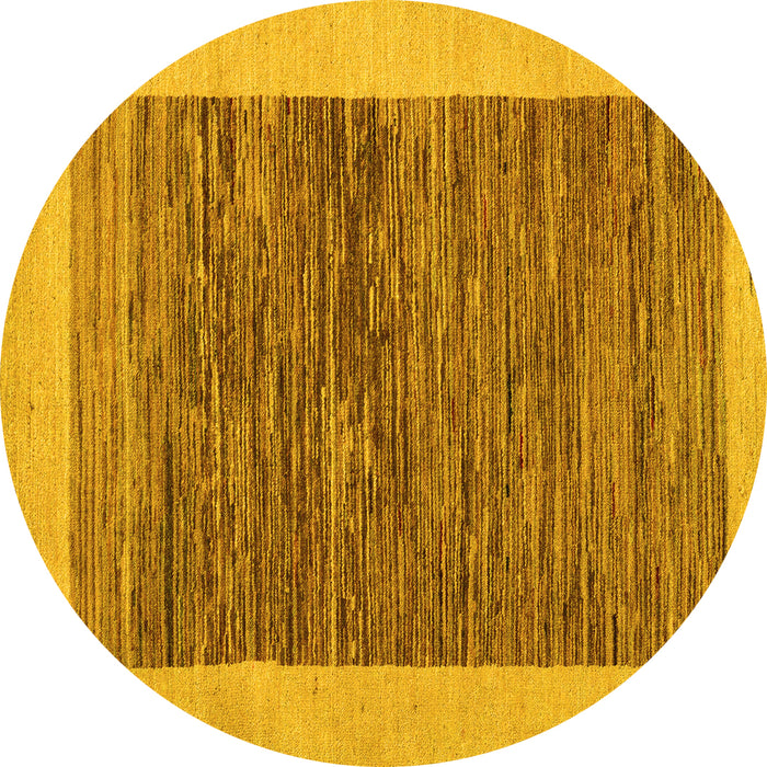 Round Abstract Yellow Modern Rug, abs5452yw