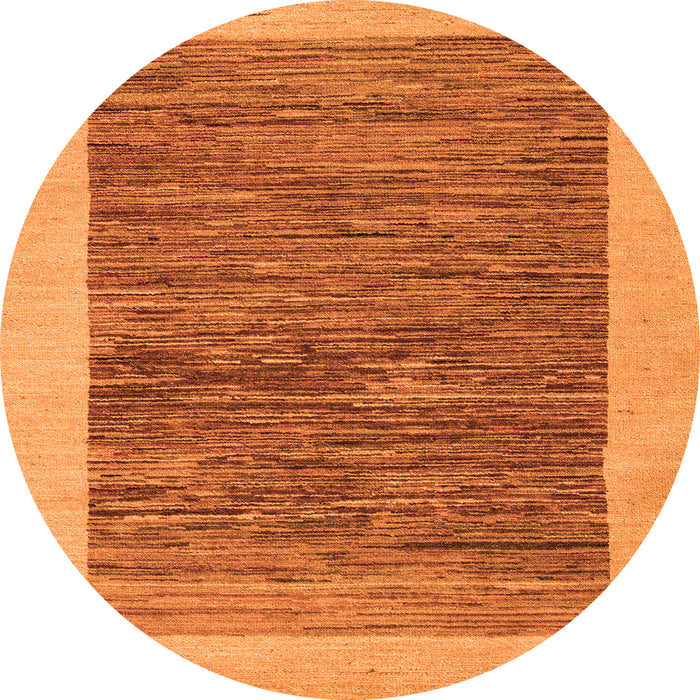 Round Machine Washable Abstract Orange Modern Area Rugs, wshabs5452org