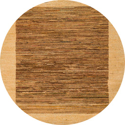 Round Machine Washable Abstract Orange Rug, wshabs5452
