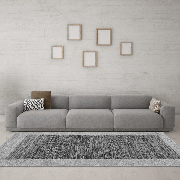 Machine Washable Abstract Gray Modern Rug in a Living Room,, wshabs5452gry