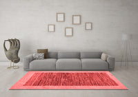 Machine Washable Abstract Red Modern Rug, wshabs5452red