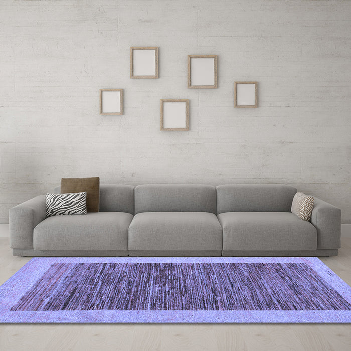 Machine Washable Abstract Blue Modern Rug in a Living Room, wshabs5452blu