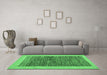 Machine Washable Abstract Emerald Green Modern Area Rugs in a Living Room,, wshabs5452emgrn