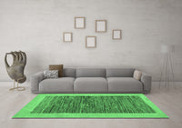 Machine Washable Abstract Emerald Green Modern Rug, wshabs5452emgrn