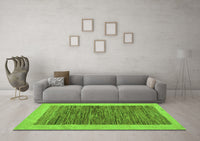 Machine Washable Abstract Green Modern Rug, wshabs5452grn