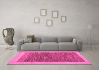 Machine Washable Abstract Pink Modern Rug, wshabs5452pnk