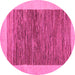 Round Machine Washable Abstract Pink Modern Rug, wshabs5452pnk