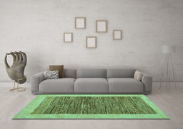 Machine Washable Abstract Turquoise Modern Area Rugs in a Living Room,, wshabs5452turq