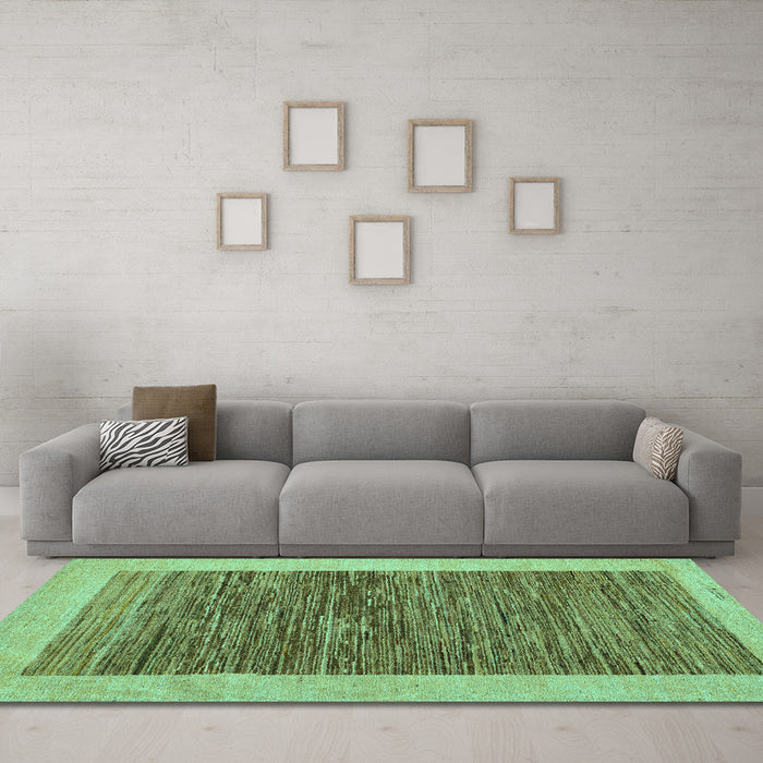 Machine Washable Abstract Turquoise Modern Area Rugs in a Living Room,, wshabs5452turq