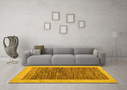Machine Washable Abstract Yellow Modern Rug in a Living Room, wshabs5452yw