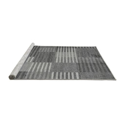 Sideview of Machine Washable Checkered Gray Modern Rug, wshabs5453gry