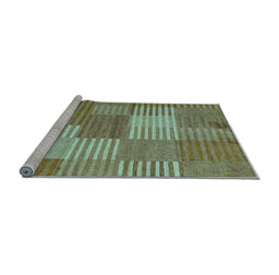 Sideview of Machine Washable Checkered Light Blue Modern Rug, wshabs5453lblu