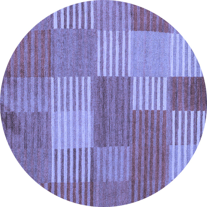 Round Machine Washable Checkered Blue Modern Rug, wshabs5453blu