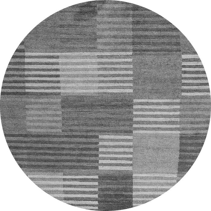Round Machine Washable Checkered Gray Modern Rug, wshabs5453gry