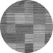 Round Machine Washable Checkered Gray Modern Rug, wshabs5453gry