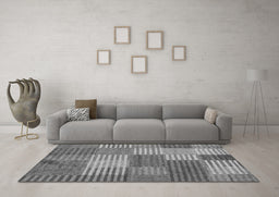 Machine Washable Checkered Gray Modern Rug in a Living Room,, wshabs5453gry