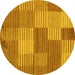 Round Checkered Yellow Modern Rug, abs5453yw