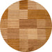 Round Abstract Sedona Brown Checkered Rug, abs5453