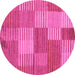 Round Checkered Pink Modern Rug, abs5453pnk