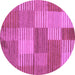 Round Machine Washable Checkered Purple Modern Area Rugs, wshabs5453pur