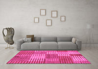 Machine Washable Checkered Pink Modern Rug, wshabs5453pnk