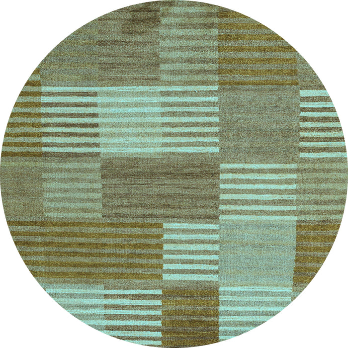 Round Machine Washable Checkered Light Blue Modern Rug, wshabs5453lblu