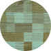 Round Machine Washable Checkered Light Blue Modern Rug, wshabs5453lblu