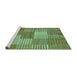 Sideview of Machine Washable Checkered Turquoise Modern Area Rugs, wshabs5453turq