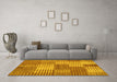 Machine Washable Checkered Yellow Modern Rug in a Living Room, wshabs5453yw