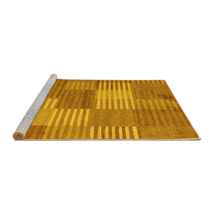 Sideview of Machine Washable Checkered Yellow Modern Rug, wshabs5453yw