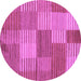 Round Checkered Purple Modern Rug, abs5453pur