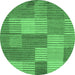 Round Checkered Emerald Green Modern Rug, abs5453emgrn