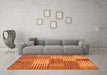 Machine Washable Checkered Orange Modern Area Rugs in a Living Room, wshabs5453org