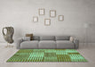 Machine Washable Checkered Turquoise Modern Area Rugs in a Living Room,, wshabs5453turq