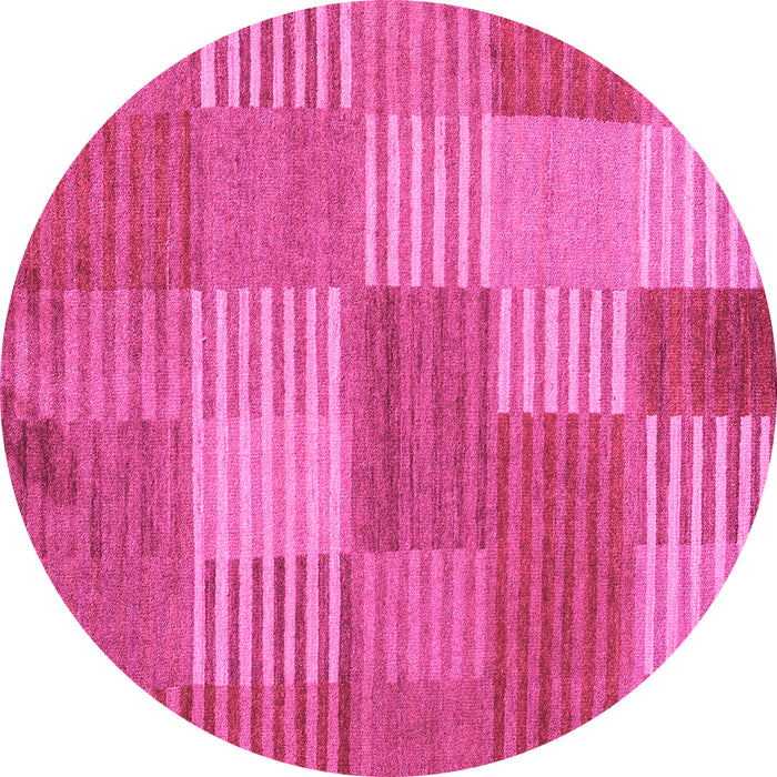 Round Machine Washable Checkered Pink Modern Rug, wshabs5453pnk