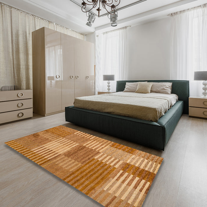 Abstract Sedona Brown Checkered Rug in a Bedroom, abs5453