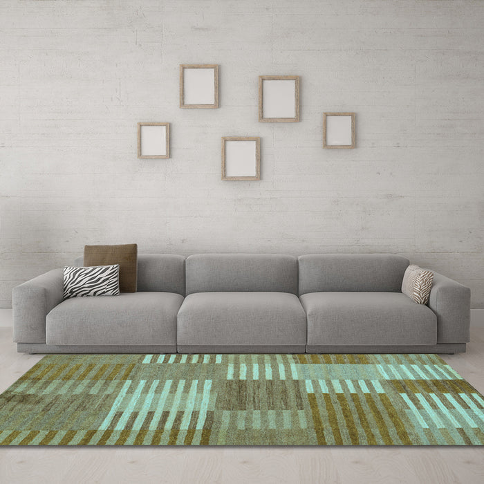 Machine Washable Checkered Light Blue Modern Rug in a Living Room, wshabs5453lblu