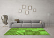 Machine Washable Checkered Green Modern Area Rugs in a Living Room,, wshabs5453grn