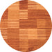 Round Machine Washable Checkered Orange Modern Area Rugs, wshabs5453org