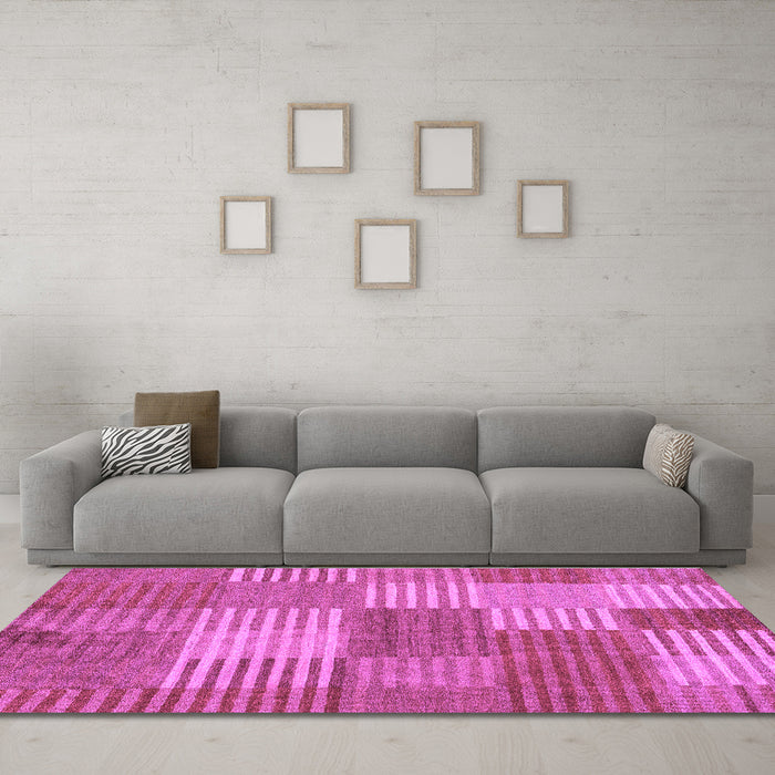 Machine Washable Checkered Purple Modern Area Rugs in a Living Room, wshabs5453pur