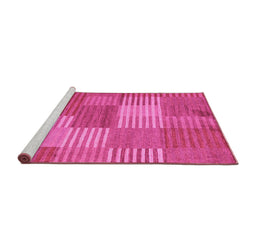 Sideview of Machine Washable Checkered Pink Modern Rug, wshabs5453pnk