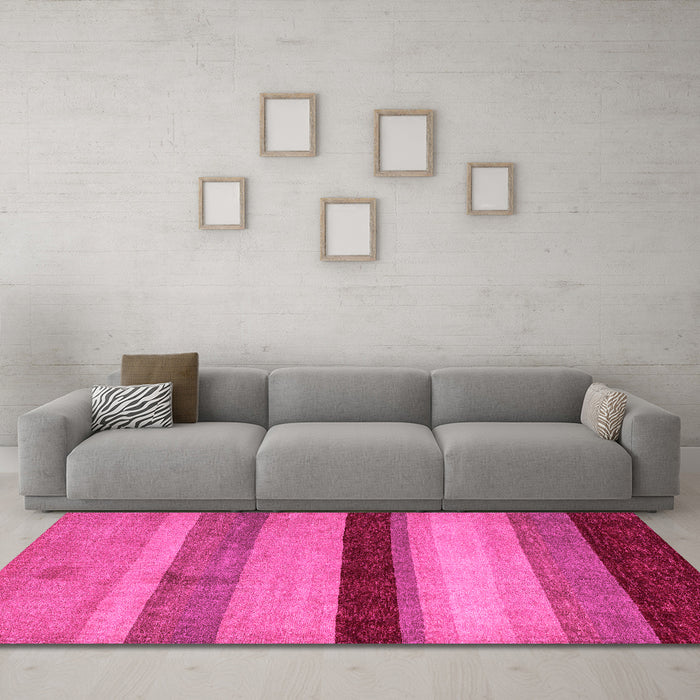 Machine Washable Abstract Pink Modern Rug in a Living Room, wshabs5454pnk