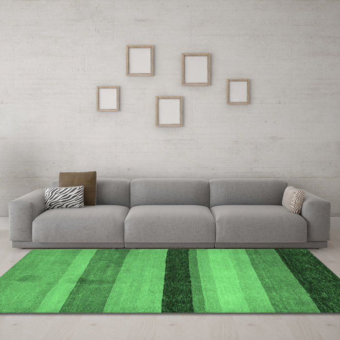 Machine Washable Abstract Emerald Green Modern Area Rugs in a Living Room,, wshabs5454emgrn