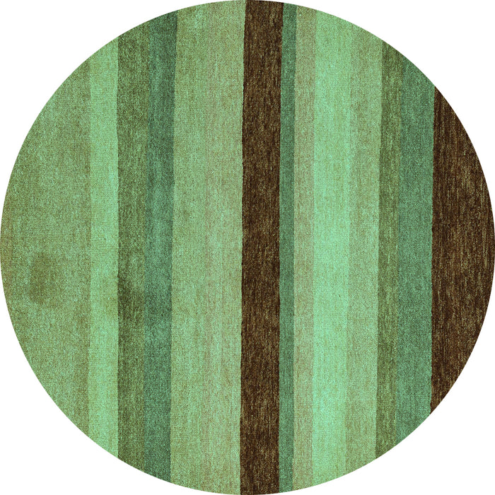Round Abstract Turquoise Modern Rug, abs5454turq